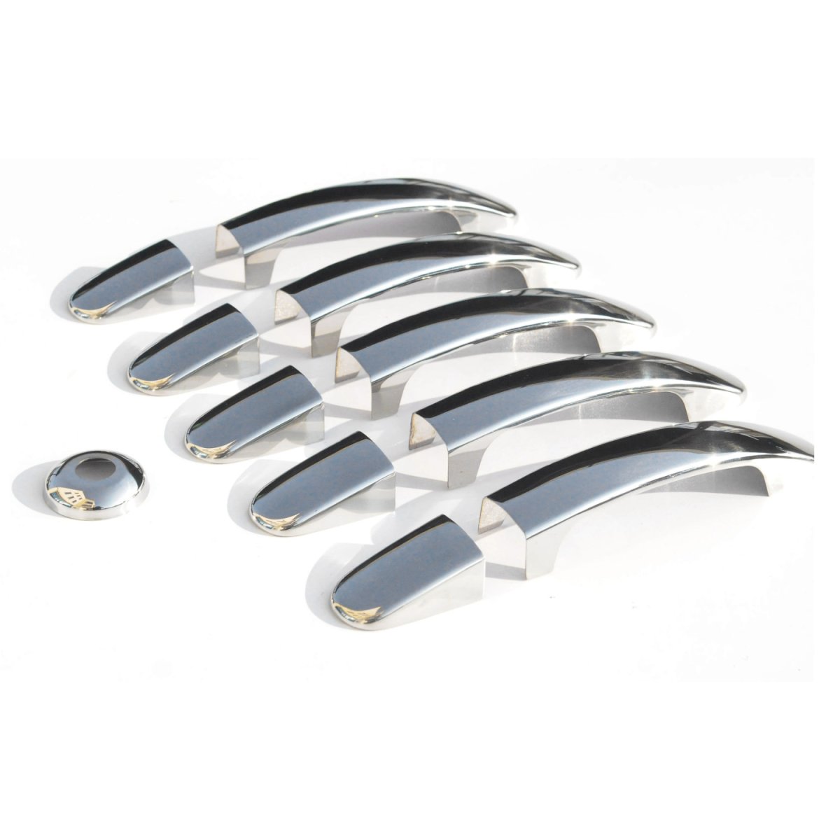 Ford Transit Door Handle Cover - Omac - 5 Door with Lock Cover S.Steel - Gloss Silver - 2014